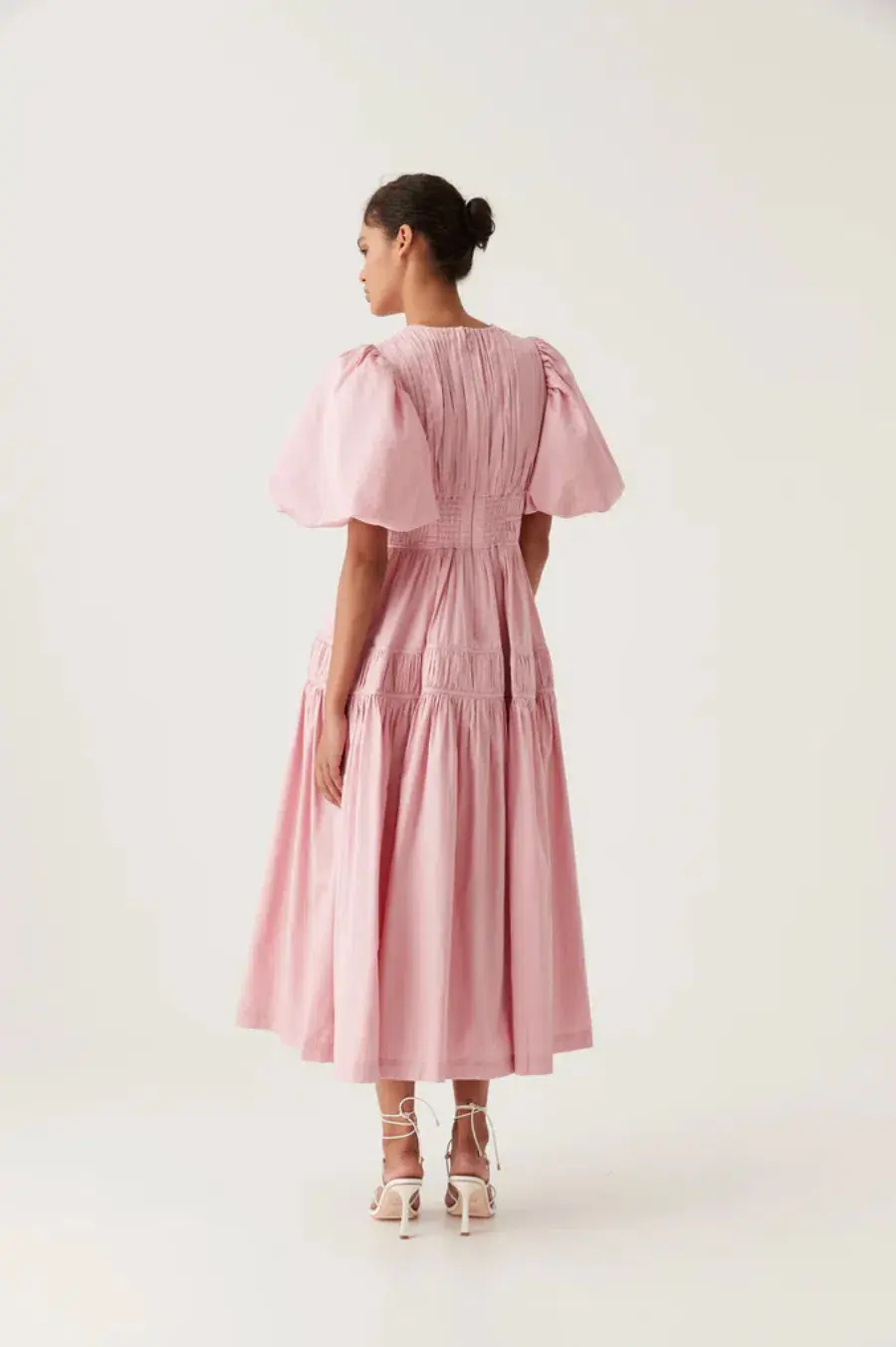 Aje Fallingwater Ruched Midi Dress Chalk Pink Size XXL / AU 16 - Image 2