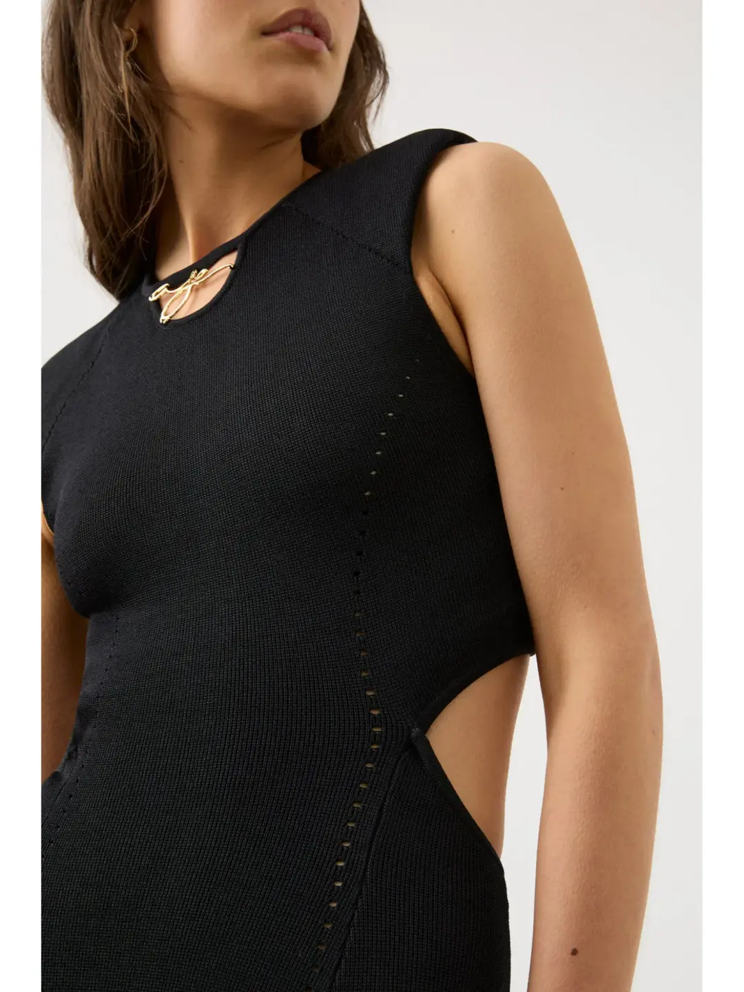 Aje Lena Knit Cut-out Dress in Black Size AU 14 for rent on The Volte - main image