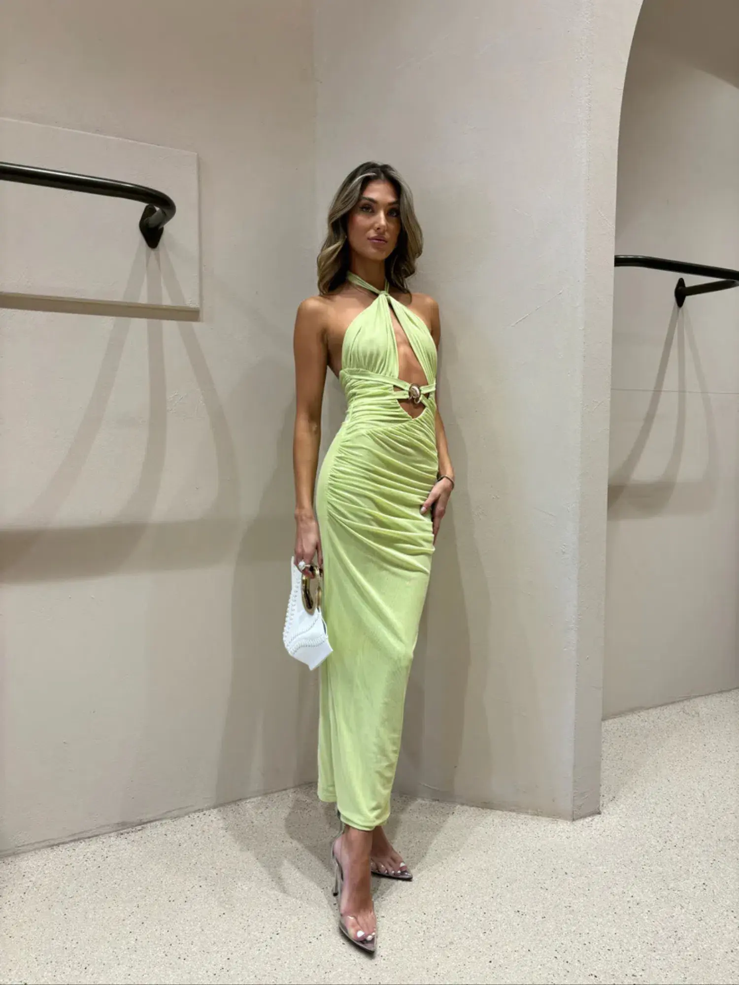 She Is Olla Dune Dress in Lime Spice Size S / AU 8 - Image 1