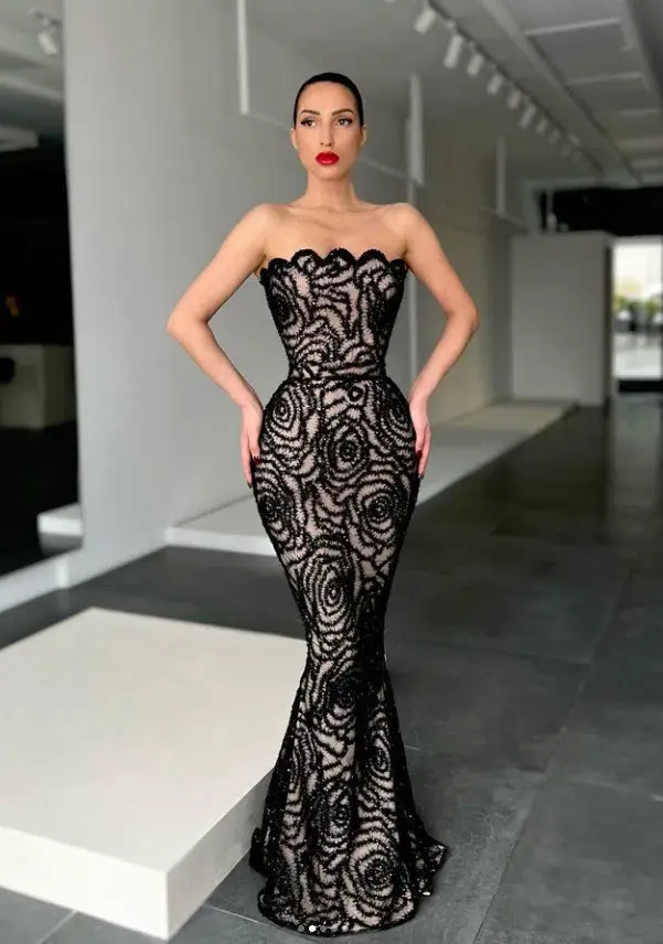 Lia Stublla Strapless Sequin Gown Black Size S / AU 8 - Image 1