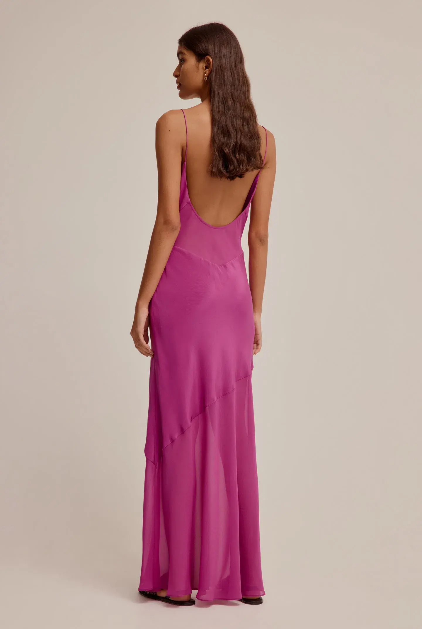 Venroy Sheer Panelled Silk Slip Dress Mulberry Size XS / AU 6 - Image 3