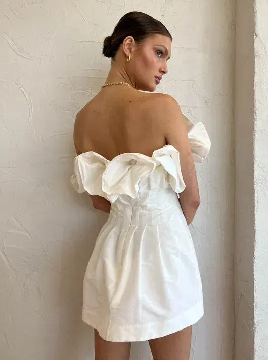 Rachel Gilbert Freida Mini Dress Ivory Size 3 / AU 12 - Image 4