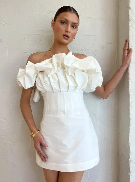 Rachel Gilbert Freida Mini Dress Ivory Size 3 / AU 12 - Image 3