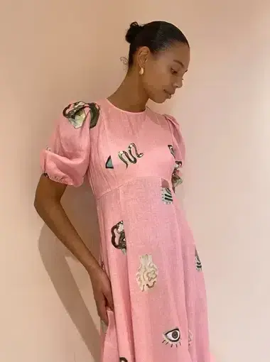 Alemais Cleo Midi Dress Pink/Print Size 10 - Image 2