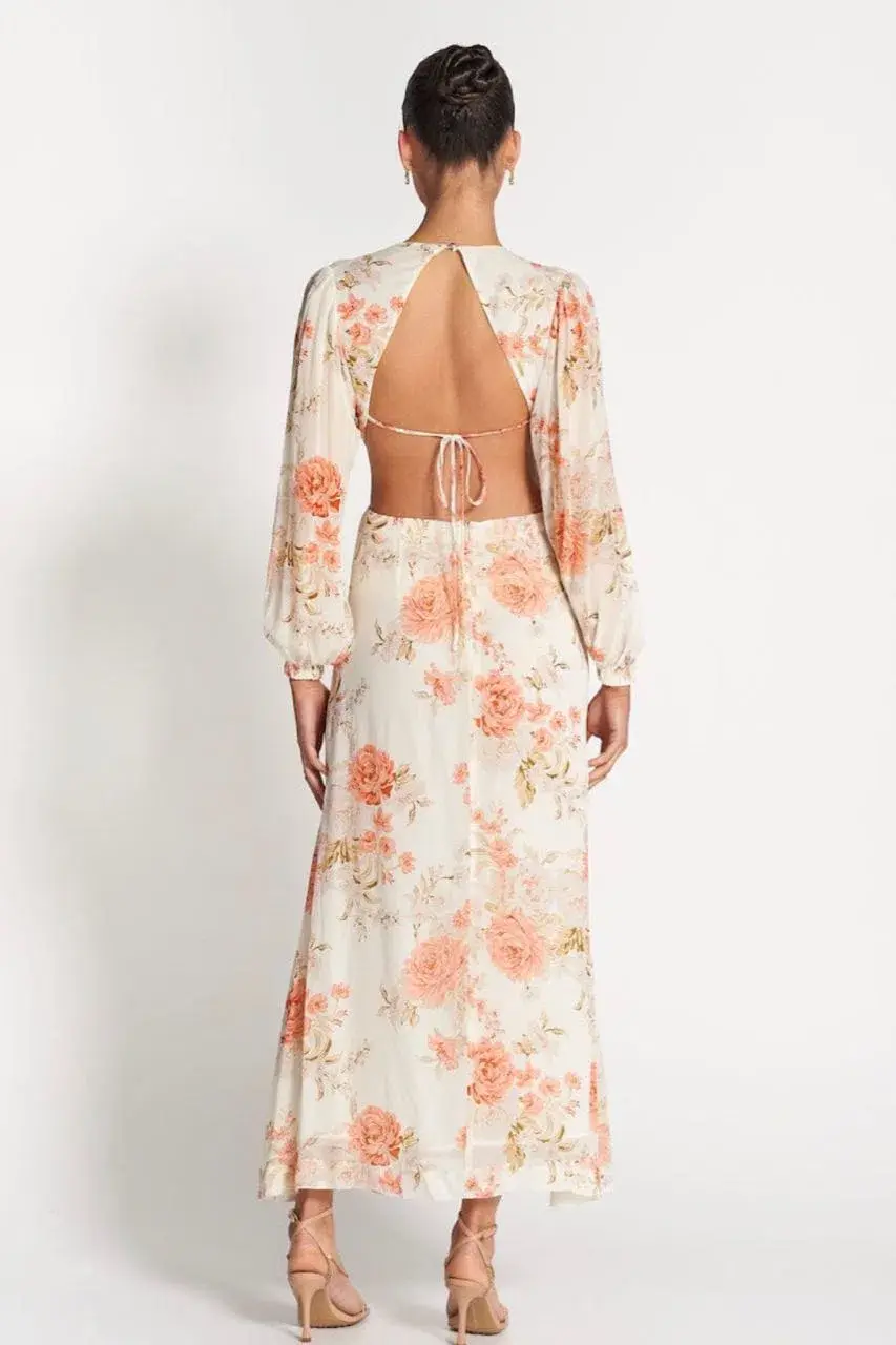 Sophia The Label Sara Open Back Midi Dress Rose White Size 8 for rent on The Volte - main image
