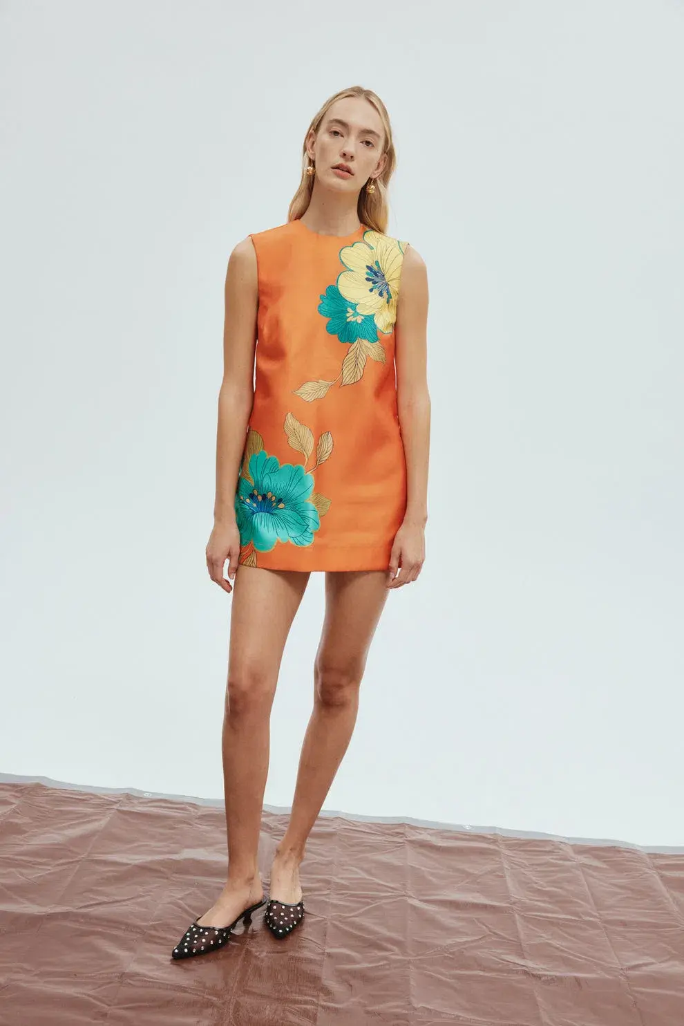 Alemais Piato Mini Dress Orange/Floral Size 8 - Image 3