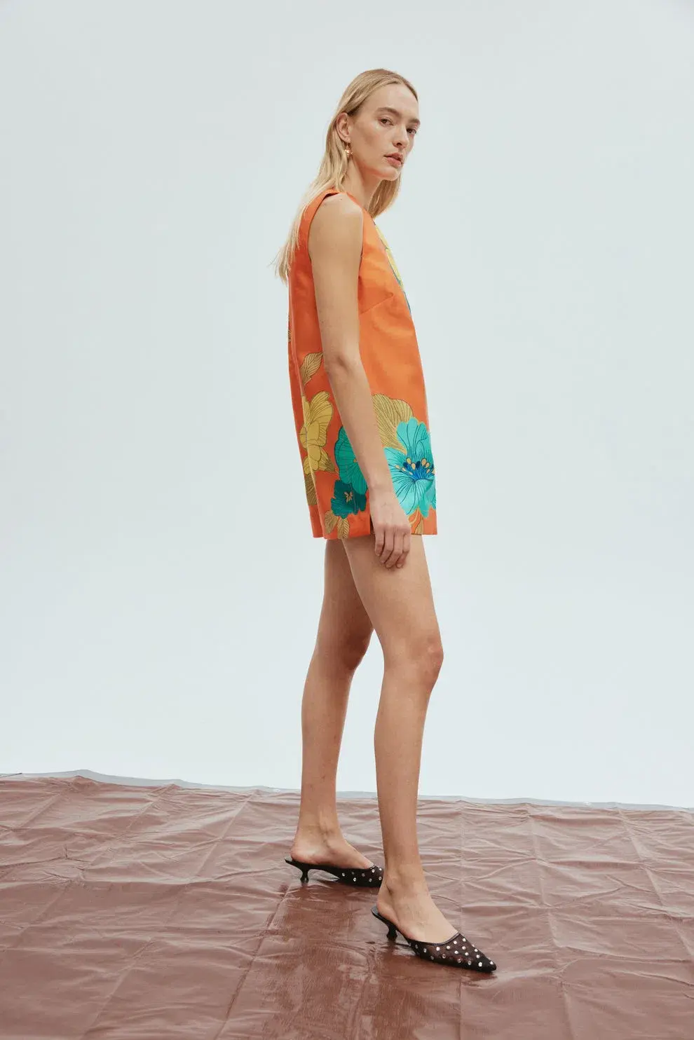 Alemais Piato Mini Dress Orange/Floral Size 8 - Image 2