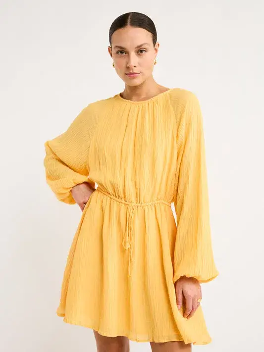 Faithfull the Brand Constance Mini Dress in Saffron Size 6  - Image 3