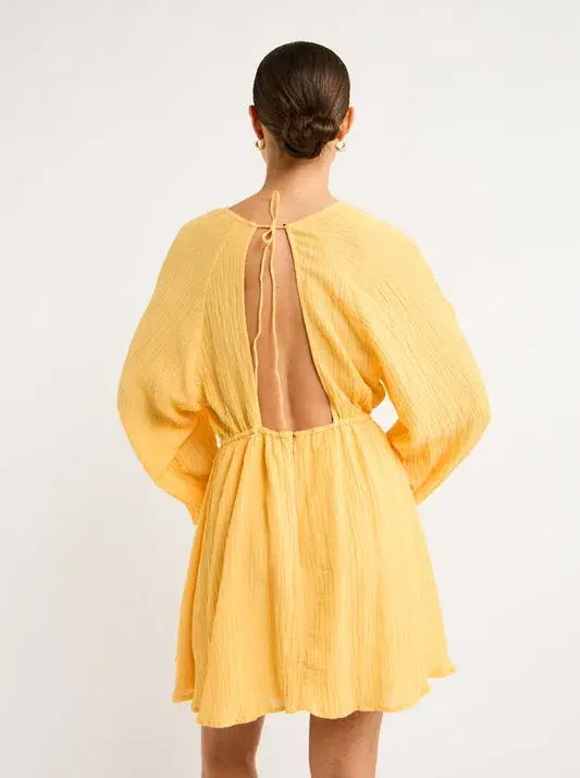 Faithfull the Brand Constance Mini Dress in Saffron Size 6  - Image 4
