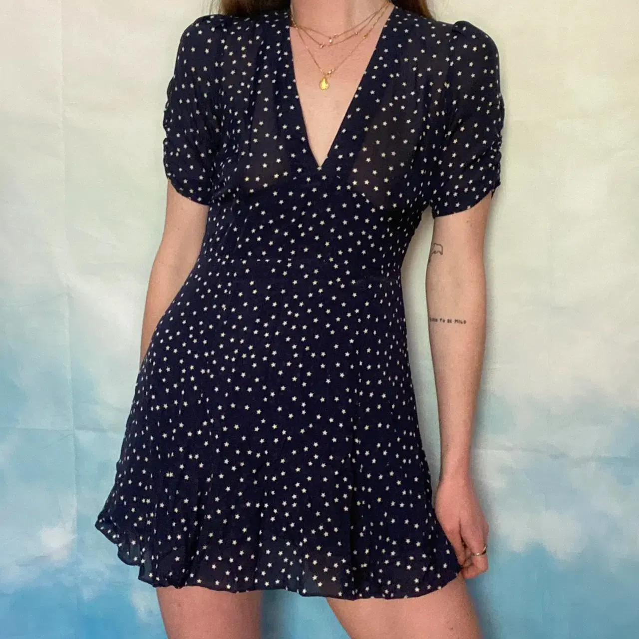 Realisation Par Ozzie Mini Dress Navy Star Size 4 - Image 3
