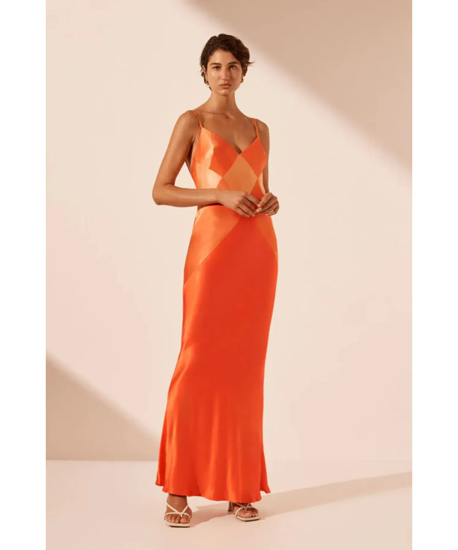 Shona Joy Mia Contrast Spliced Maxi Dress Red Orange/Hibiscus Size AU 10 - Image 2