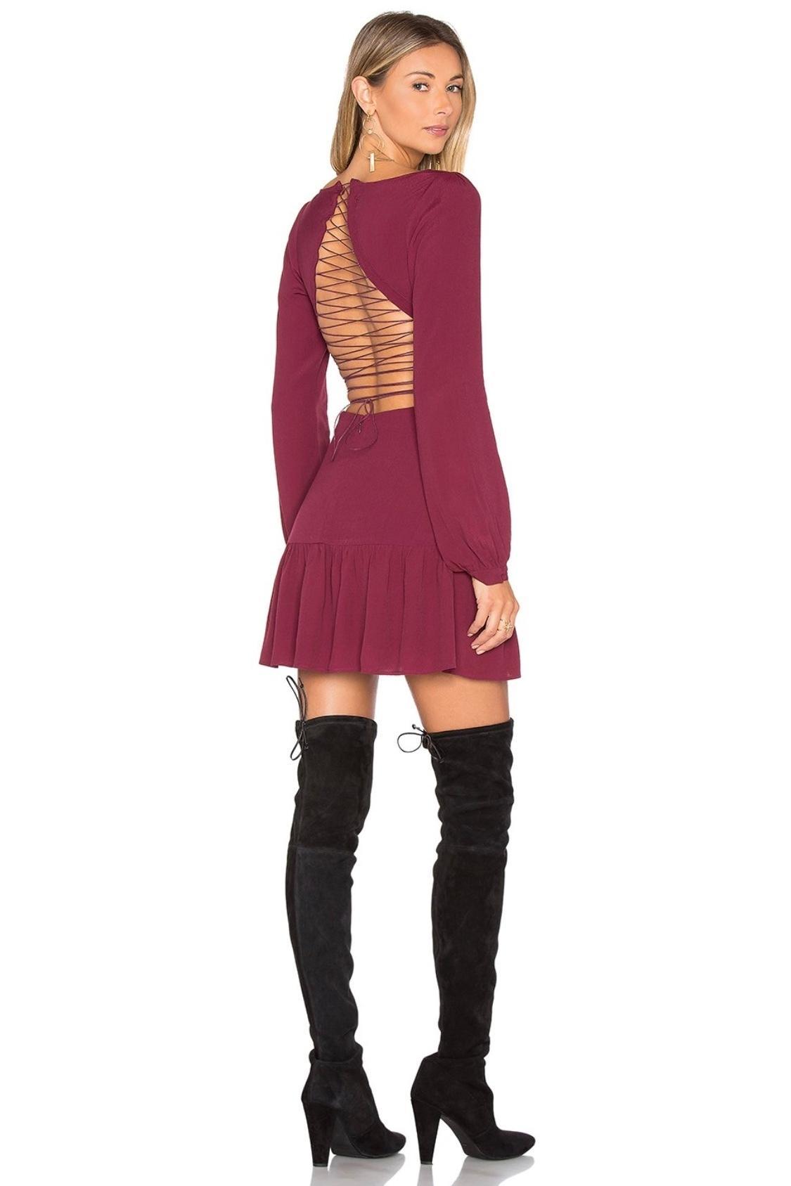 For Love & Lemons X REVOLVE Lace Up Dress in Wine size XS - Image 1
