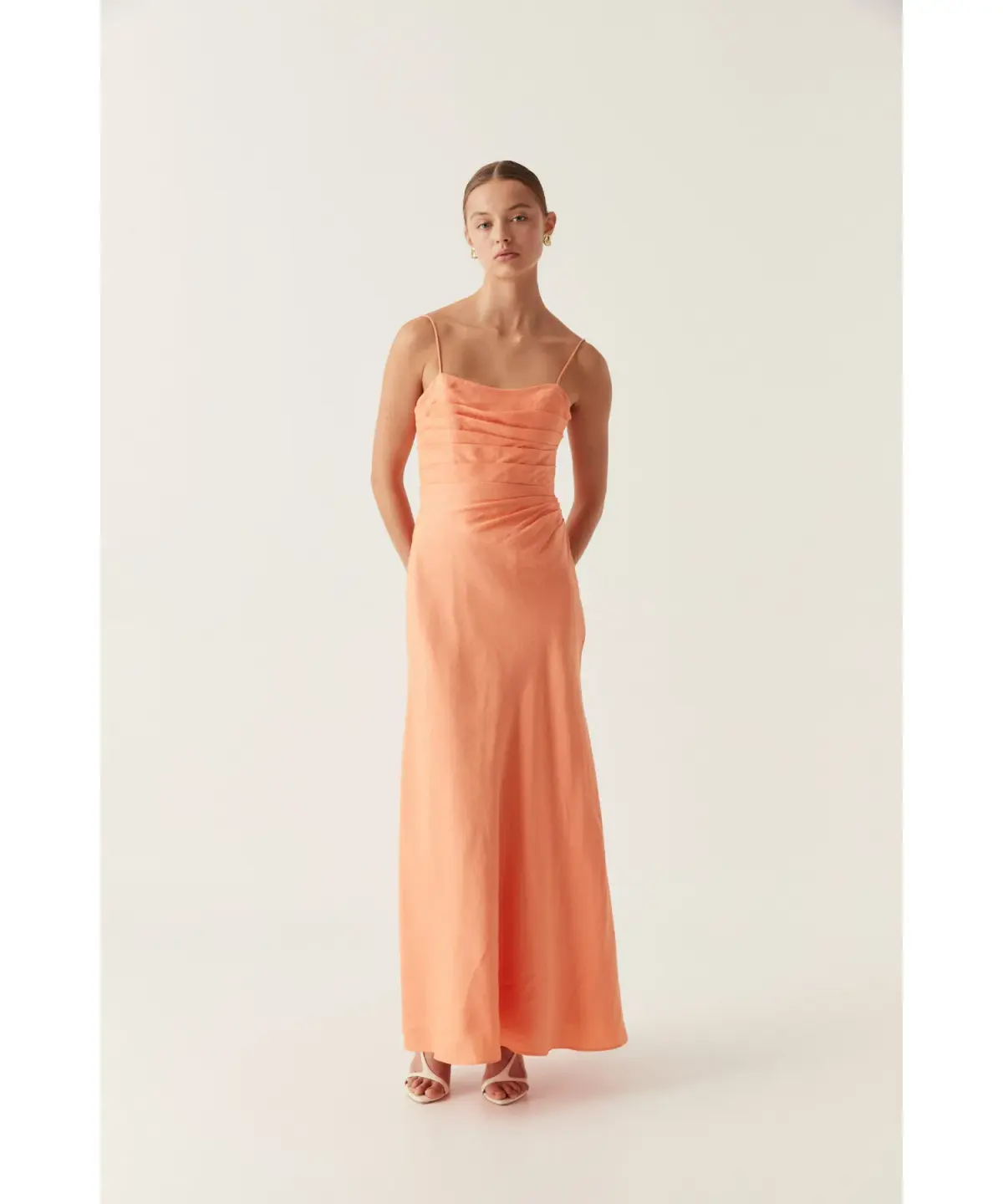 Aje Clarice Draped Maxi Dress in Sunset Orange Size AU 12 - Image 1