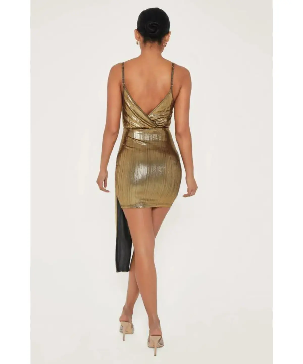 Meshki Dante Drape Wrap Mini Dress In Gold Size S / AU 8 - Image 5