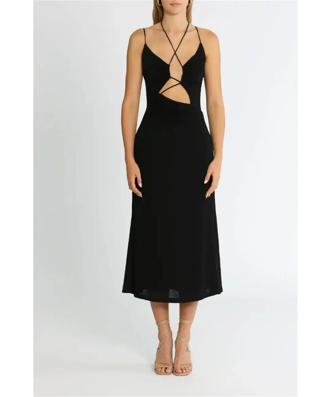 Misha Estera Midi Dress Black Size 10 for rent on The Volte - main image