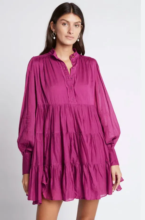 Aje Romance Smock Mini Dress Fuschia Size AU 8 - Image 2