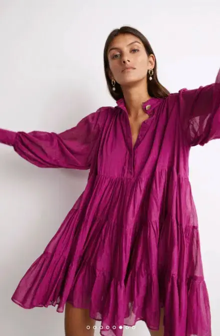 Aje Romance Smock Mini Dress Fuschia Size AU 8 - Image 3