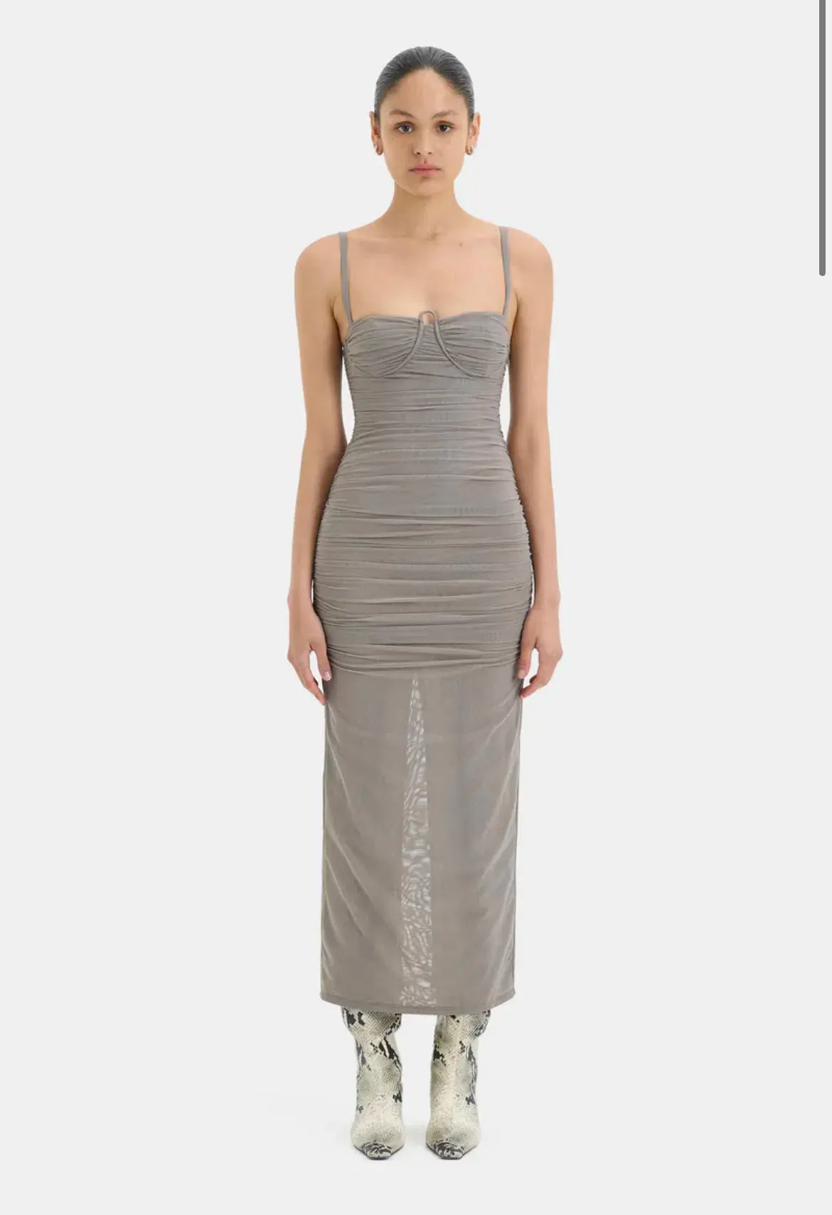 Sir The Label Jacques Gathered Midi Dress Slate Size 1 / AU 8 - Image 2