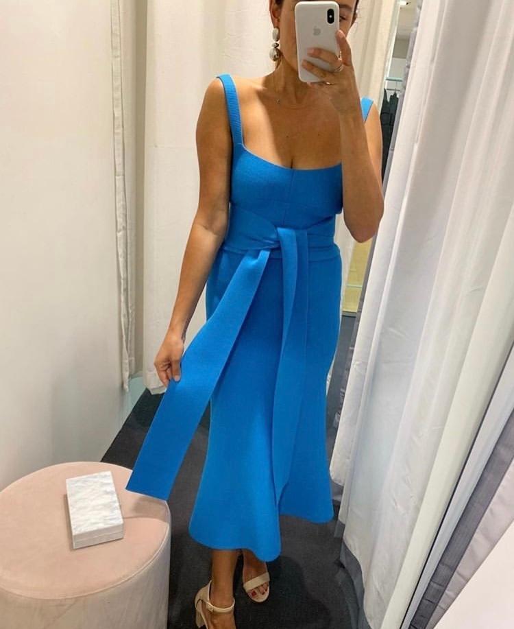 Scanlan Theodore Crepe Knit Bralette Dress Sapphire Size S / Au 8 for rent on The Volte - main image