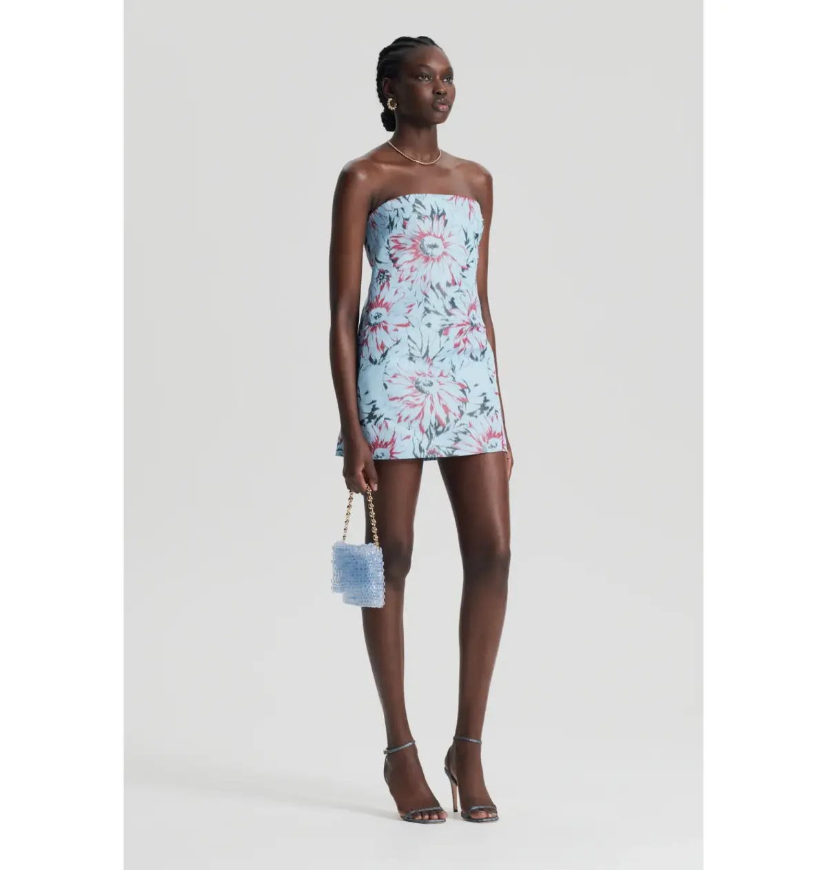 Scanlan Theodore Taffeta Mini Dress Ice Blue Size 8 - Image 2