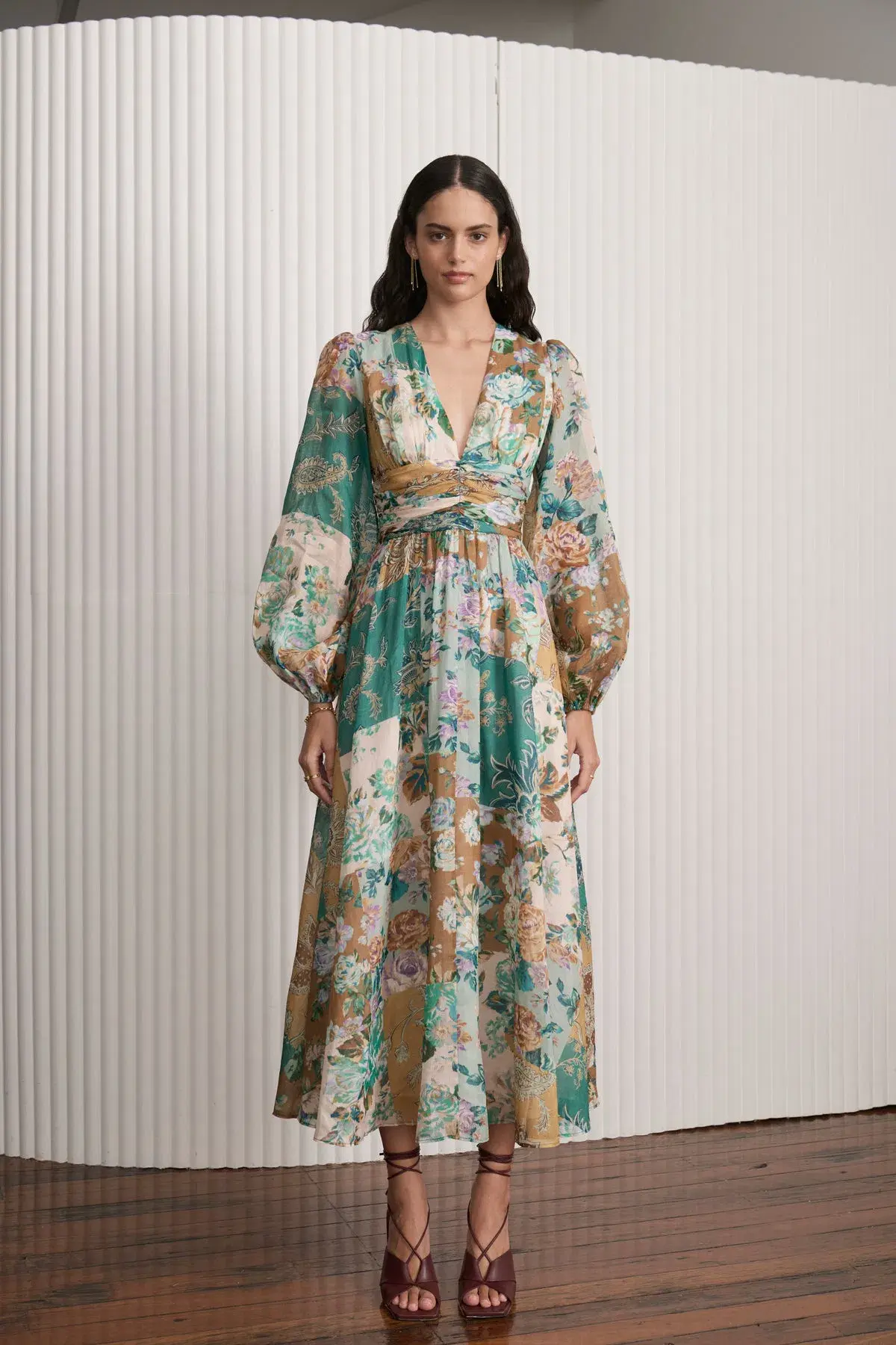 Kate Ford Adana Ruched Gown Floral Size 10 - Image 2