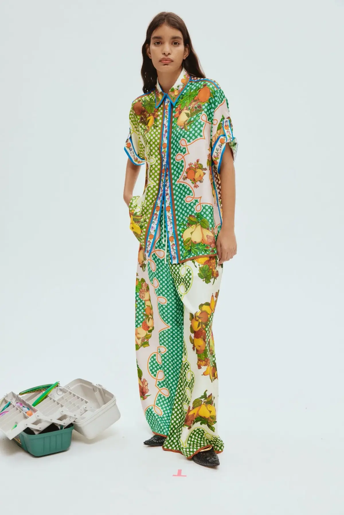 Alemais Lemonis Silk Shirt and Pant Set Multi Size 14 - Image 1