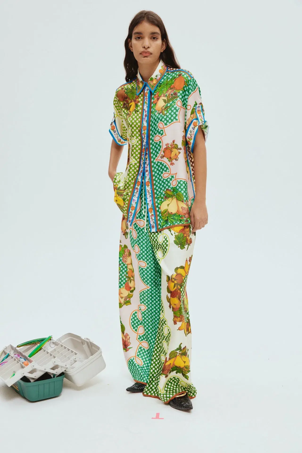 Alemais Lemonis Silk Shirt and Pant Set Multi Size 14 - Image 1