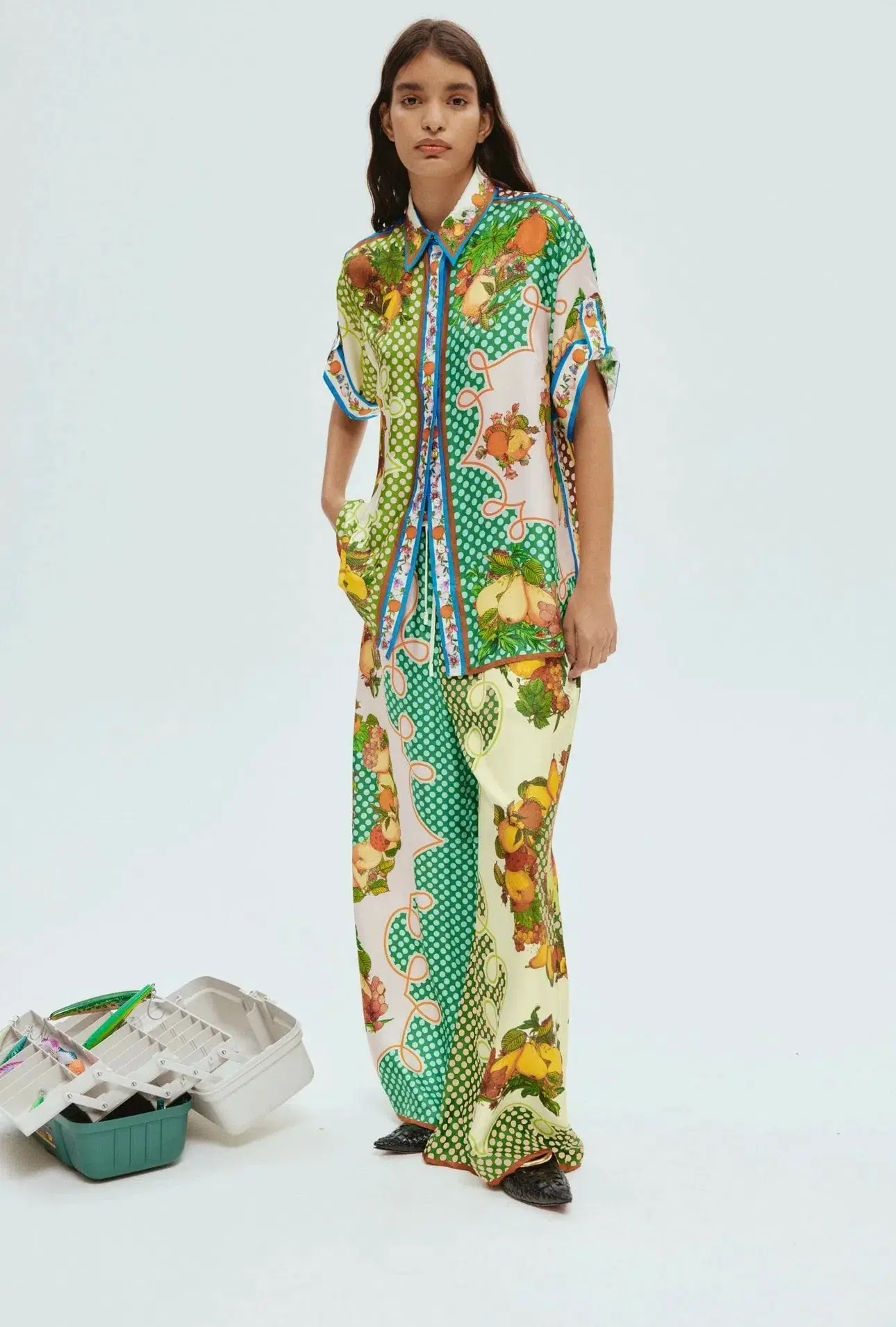 Alemais Lemonis Silk Shirt and Pant Set Multi Size 14 - Image 6