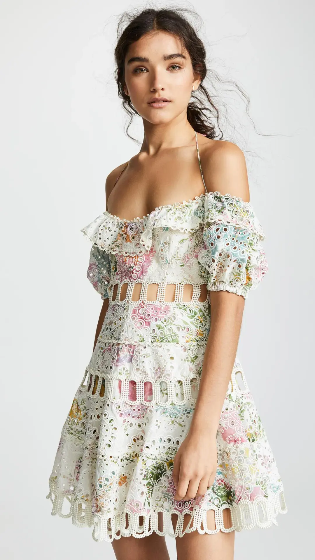 Zimmermann Heathers Off Shoulder Dress Garden Floral Size 6 for rent on The Volte - main image