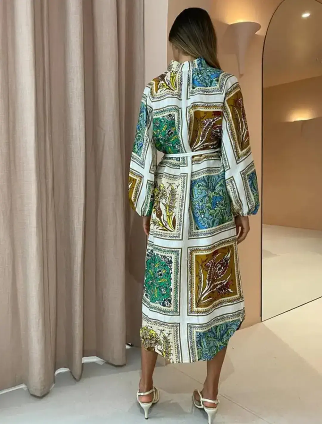 Alemais Delphine Midi Shirtdress Multi Size 12 for rent on The Volte - main image