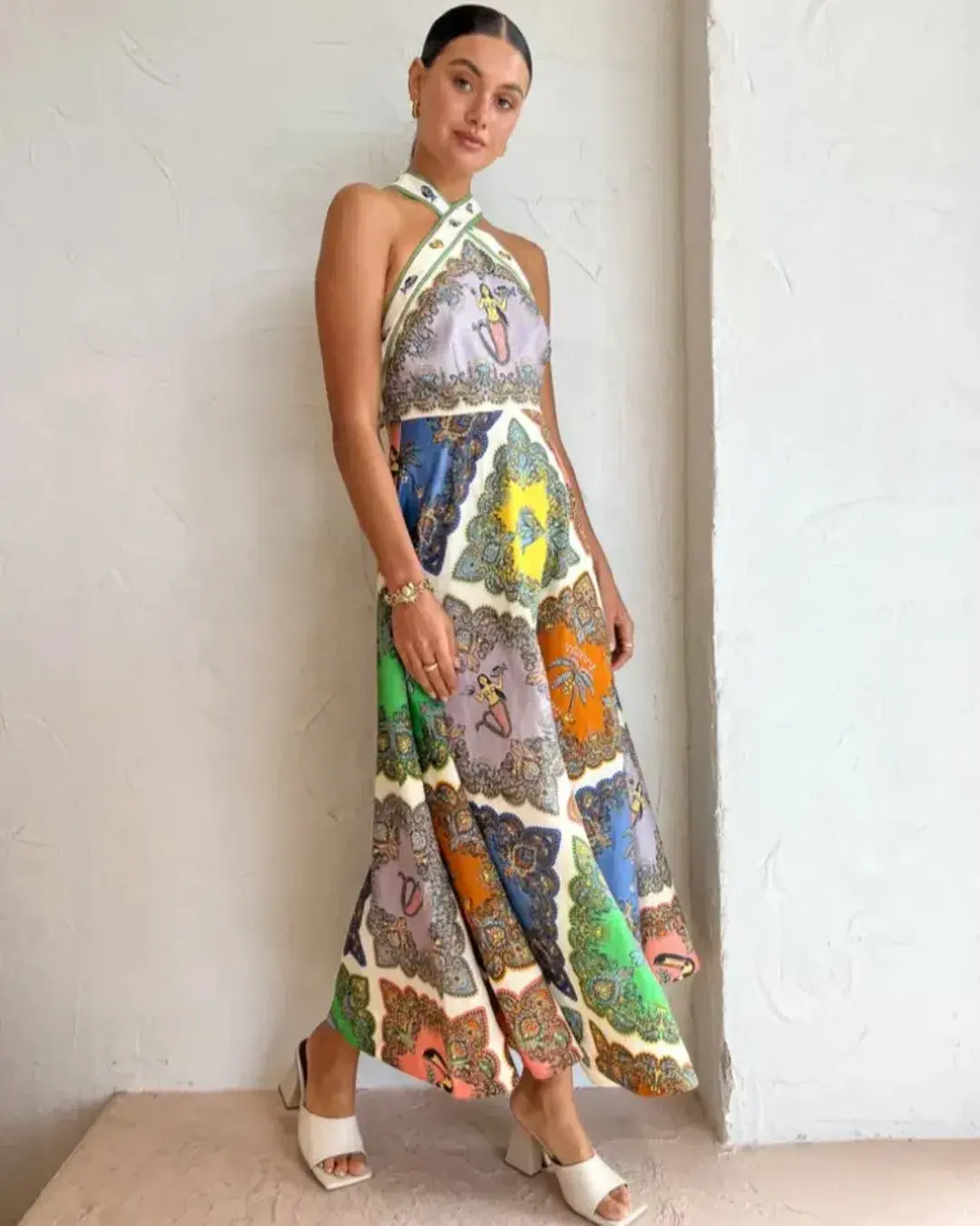 Alemais Trippy Troppo Halter Midi Dress Multi Size 12 - Image 3