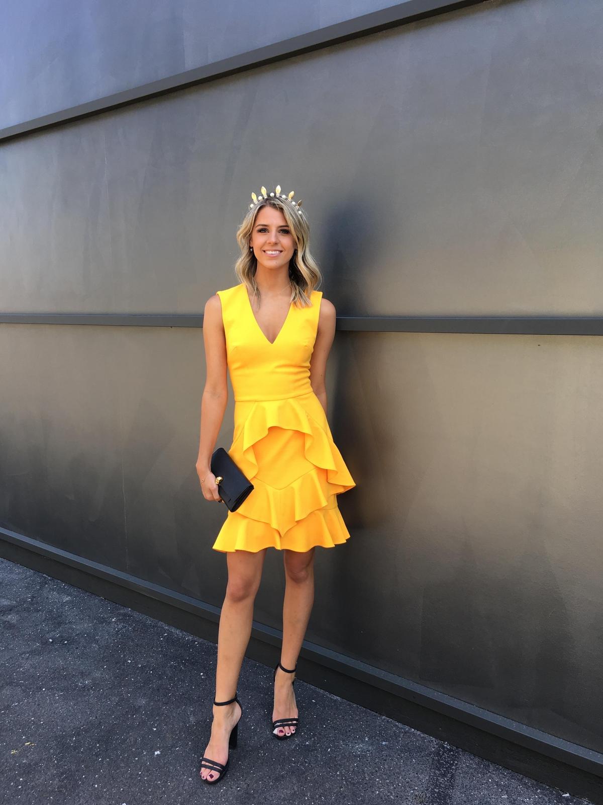 Rebecca Vallance Havana Mini Dress Yellow Size 6 - Image 4