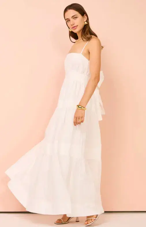 By Nicola Monet Tiered Maxi Dress In White Size 10 - Image 4