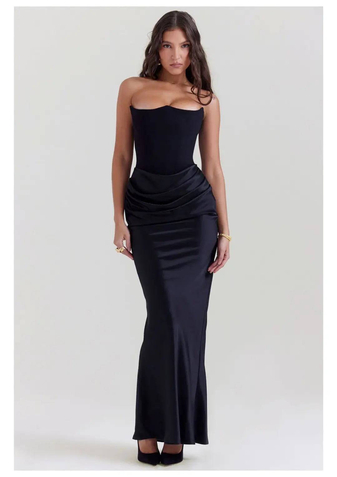 House of CB Persephone Strapless Corset Dress Black Size 8 for rent on The Volte - main image