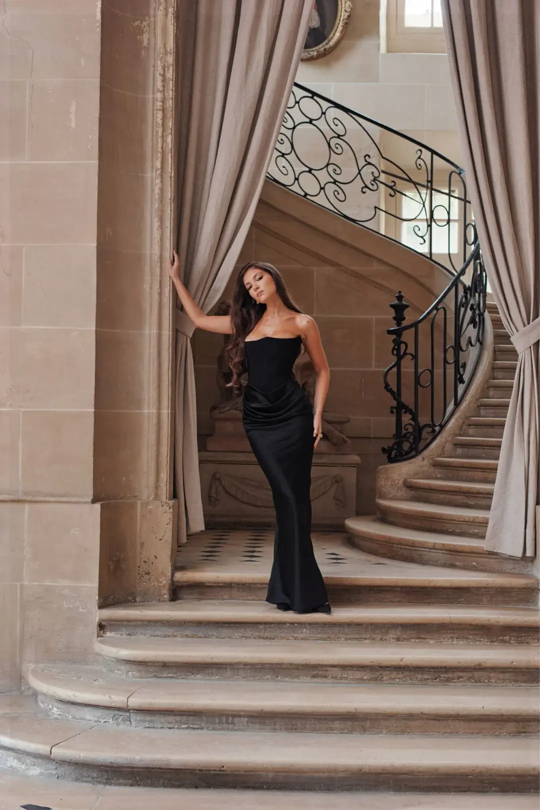 House of CB Persephone Strapless Corset Dress Black Size 8 for rent on The Volte - main image