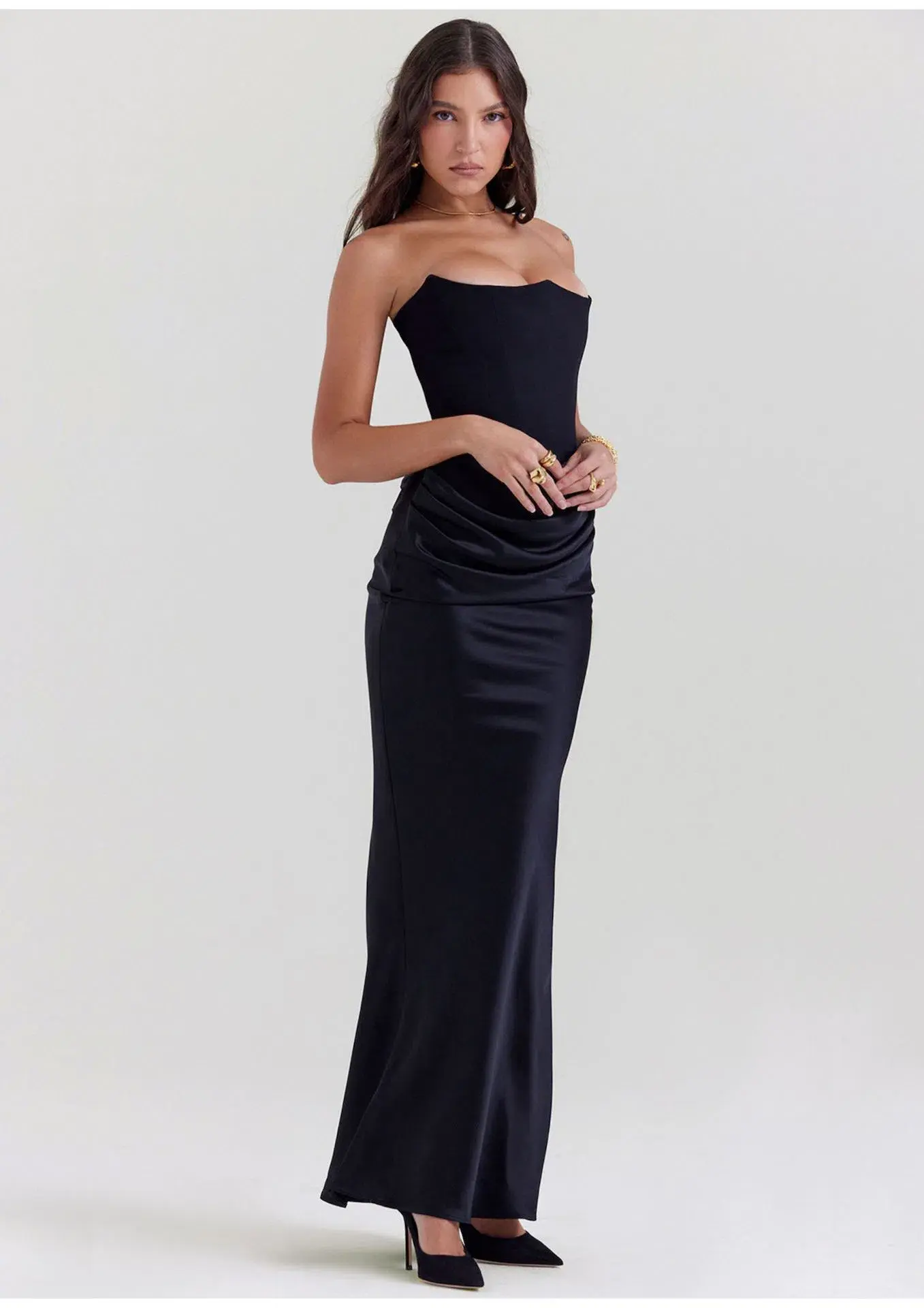 House of CB Persephone Strapless Corset Dress Black Size 12 - Image 1