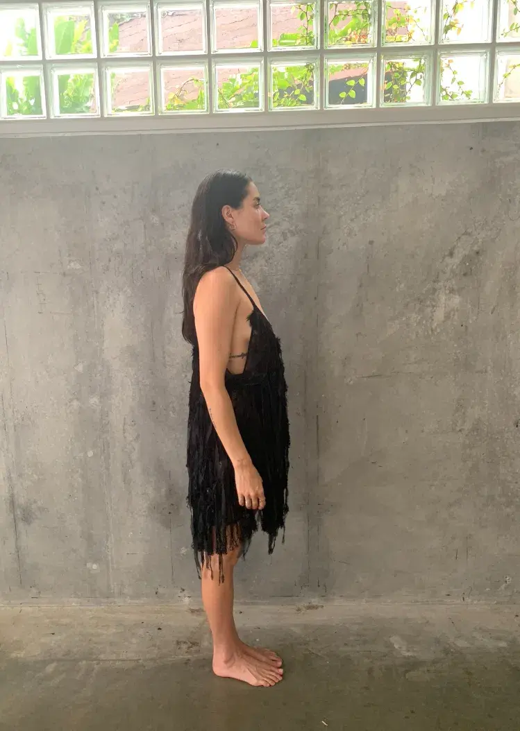 Camilla Black Mini Evening Dress with Feathers One Size - Image 2