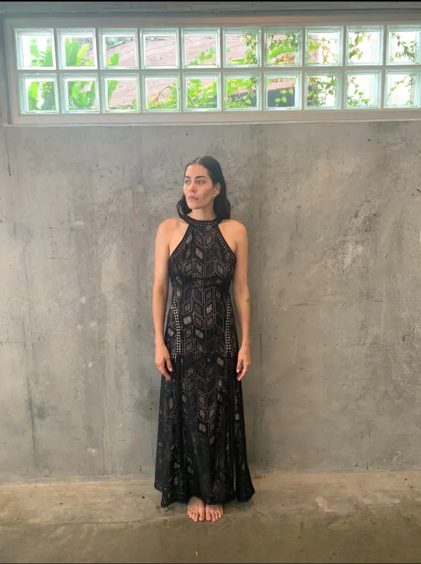 Guess Sunset Geo Lace Maxi Dress Black Size 10 - Image 3