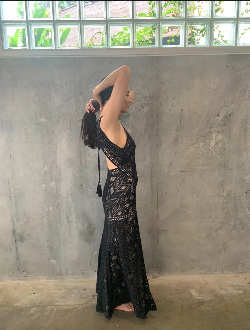 Guess Sunset Geo Lace Maxi Dress Black Size 10 - Image 5