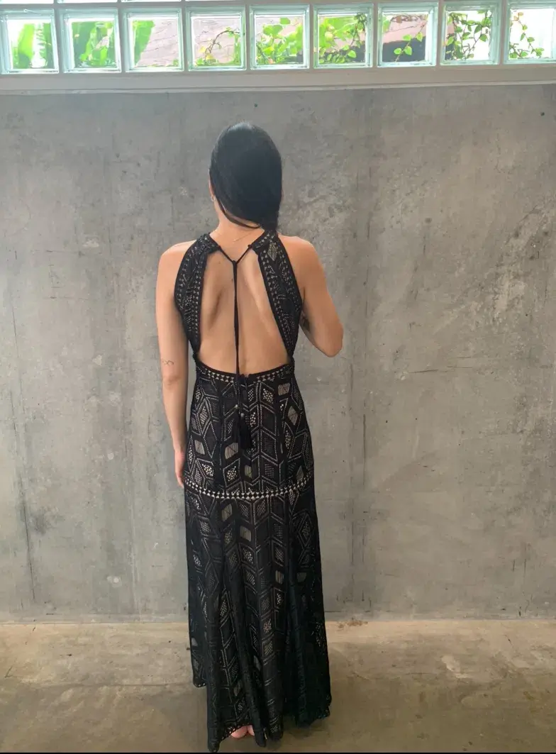 Guess Sunset Geo Lace Maxi Dress Black Size 10 - Image 6