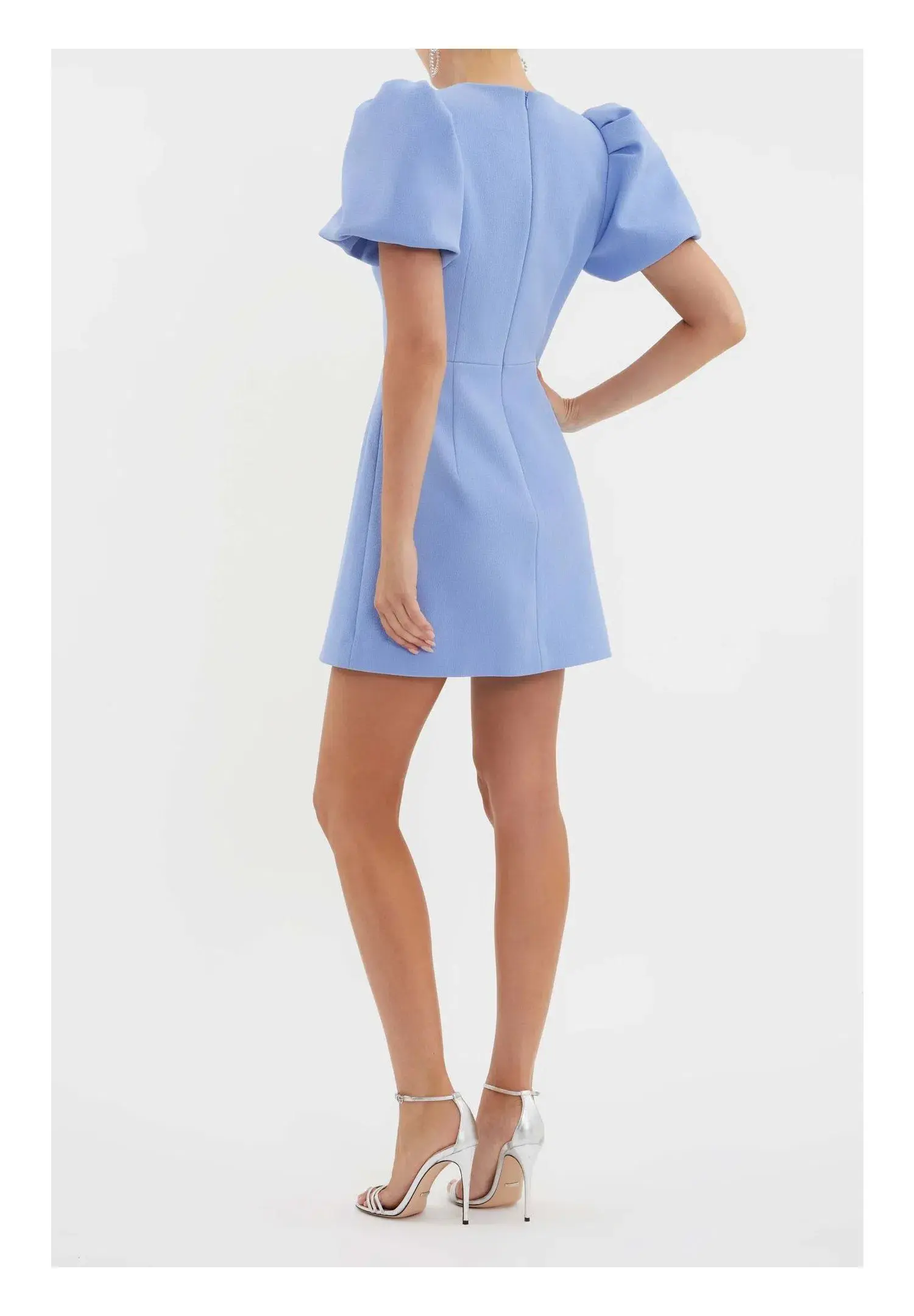 Rebecca Vallance Juliana Puff Sleeve Mini Dress Blue Size 12 - Image 3
