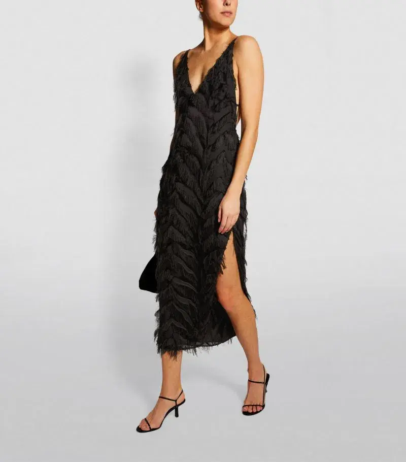 Camilla and Marc Farrah Fringed Dress Black Size 14 (Fits a 10) - Image 1