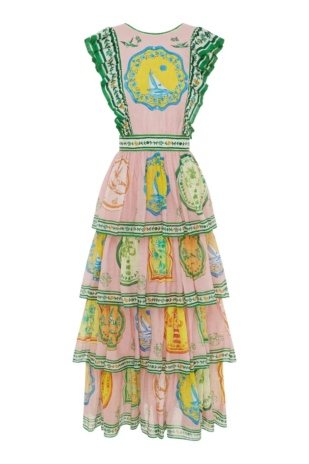 Alemais Porcelain Frill Midi Dress Print Size 14 - Image 3