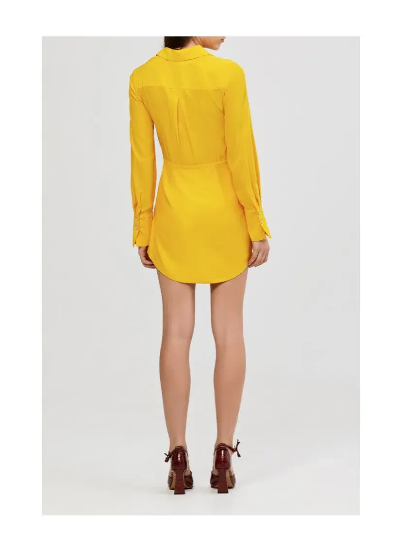 Acler Alma Silk Shirt Dress Yellow Size 8 - Image 2