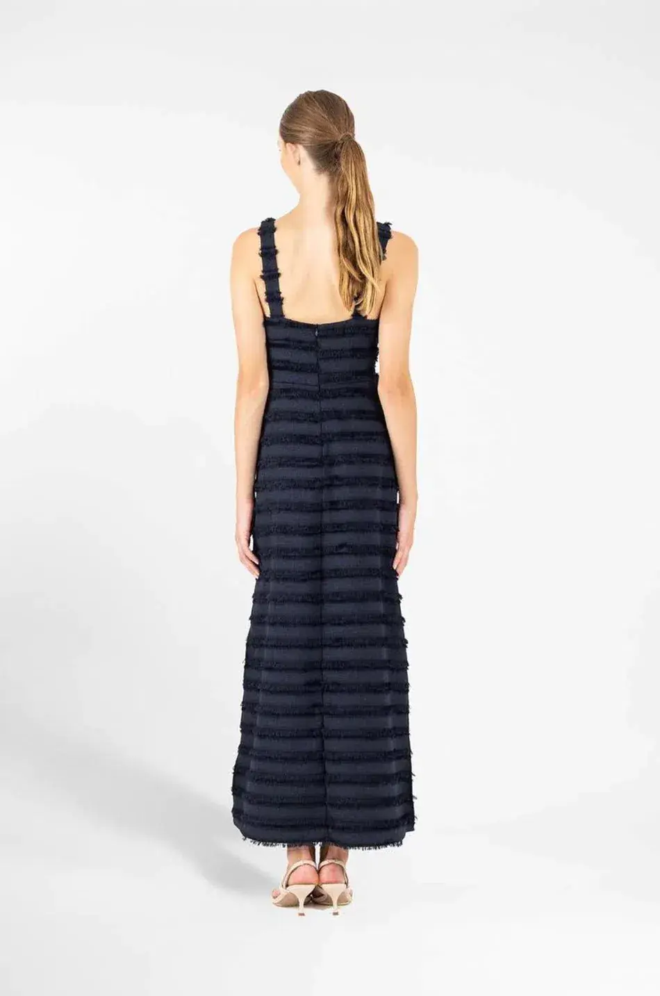 One Fell Swoop Alexa Dress in Navy Blue Midnight Flounce Size 6 - Image 9
