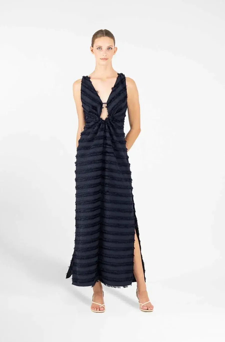 One Fell Swoop Alexa Dress in Navy Blue Midnight Flounce Size 6 - Image 1