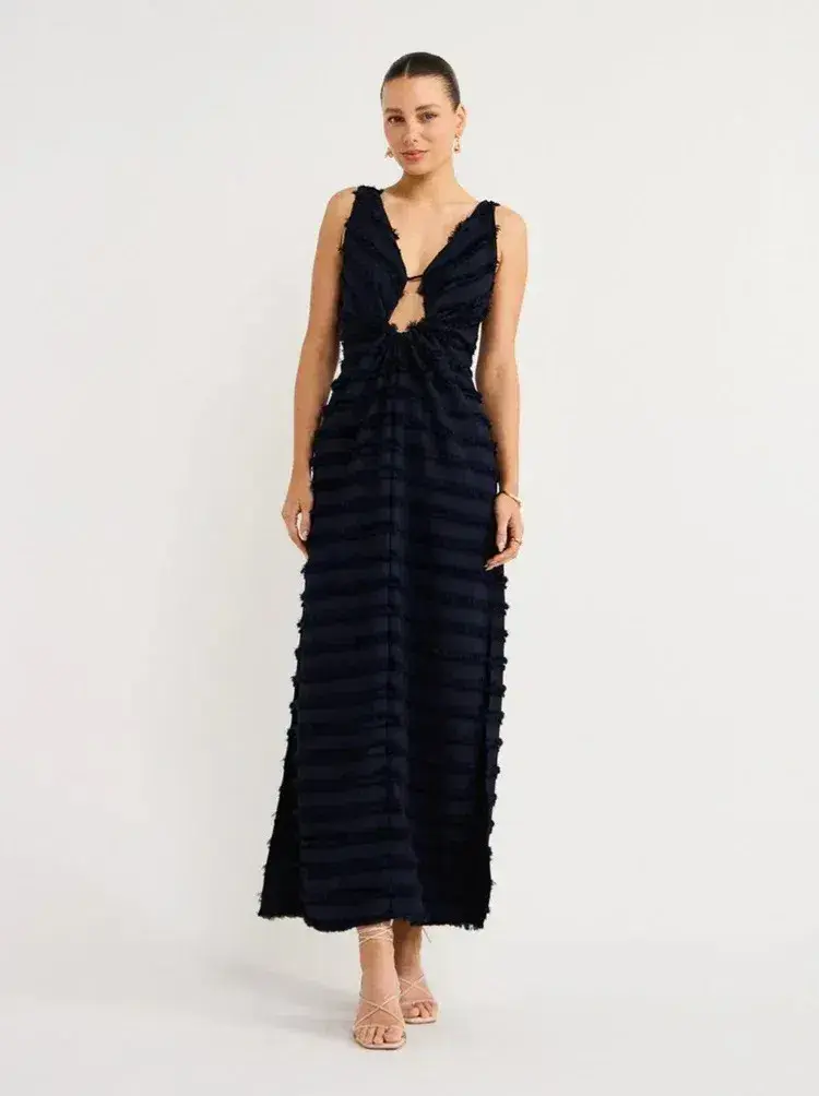 One Fell Swoop Alexa Dress in Navy Blue Midnight Flounce Size 6 - Image 2