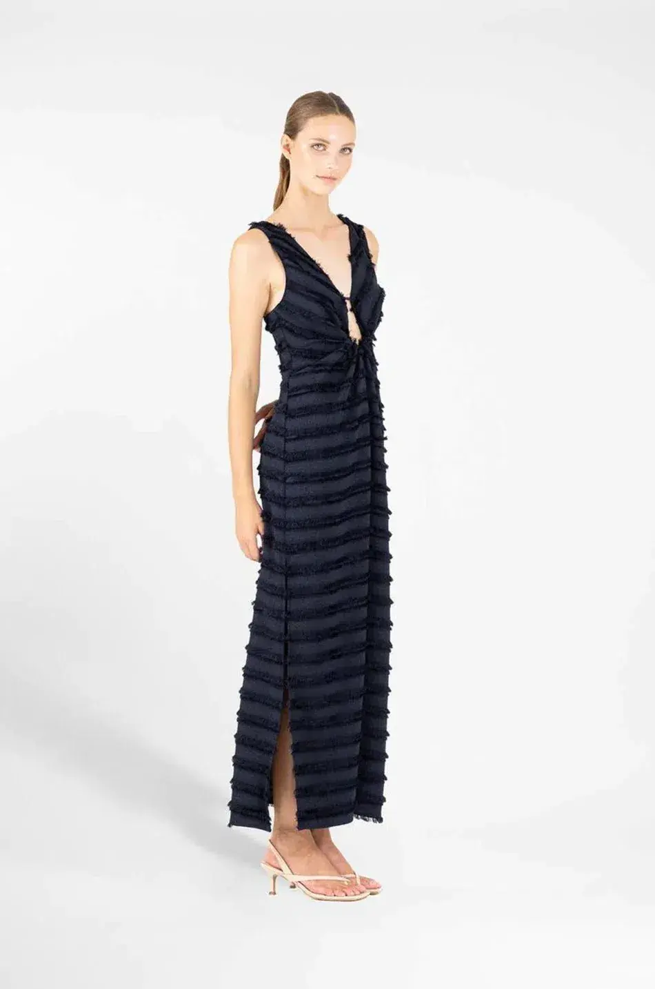 One Fell Swoop Alexa Dress in Navy Blue Midnight Flounce Size 6 - Image 8