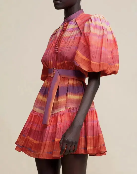 Acler Cardine Mini Dress Watercolour Horizon Size 8 for rent on The Volte - main image