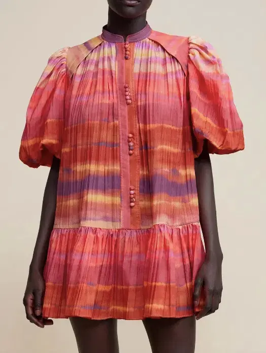 Acler Cardine Mini Dress Watercolour Horizon Size 8 - Image 5
